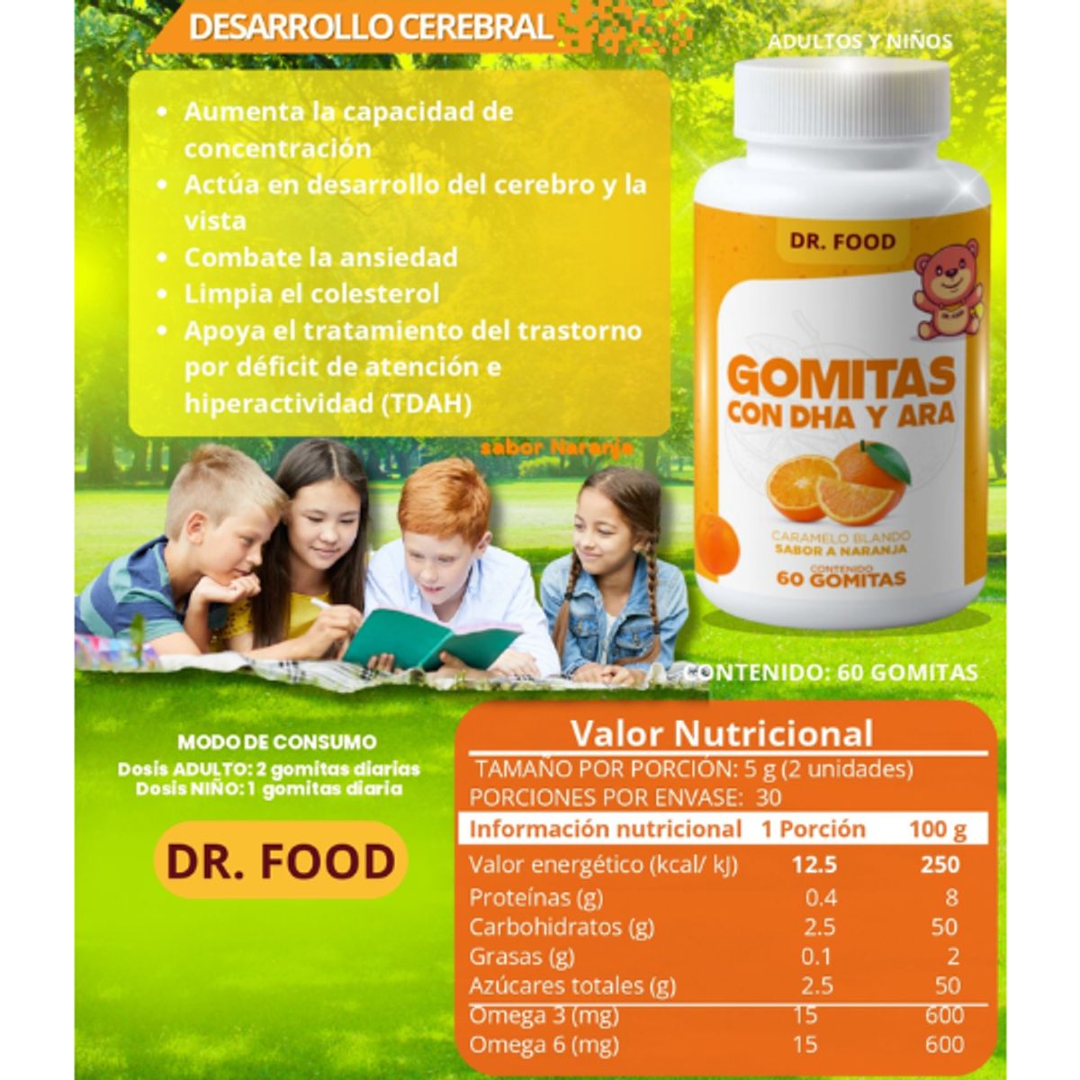 GENERICO - Gomitas Sabor a Naranja con DHA y ARA