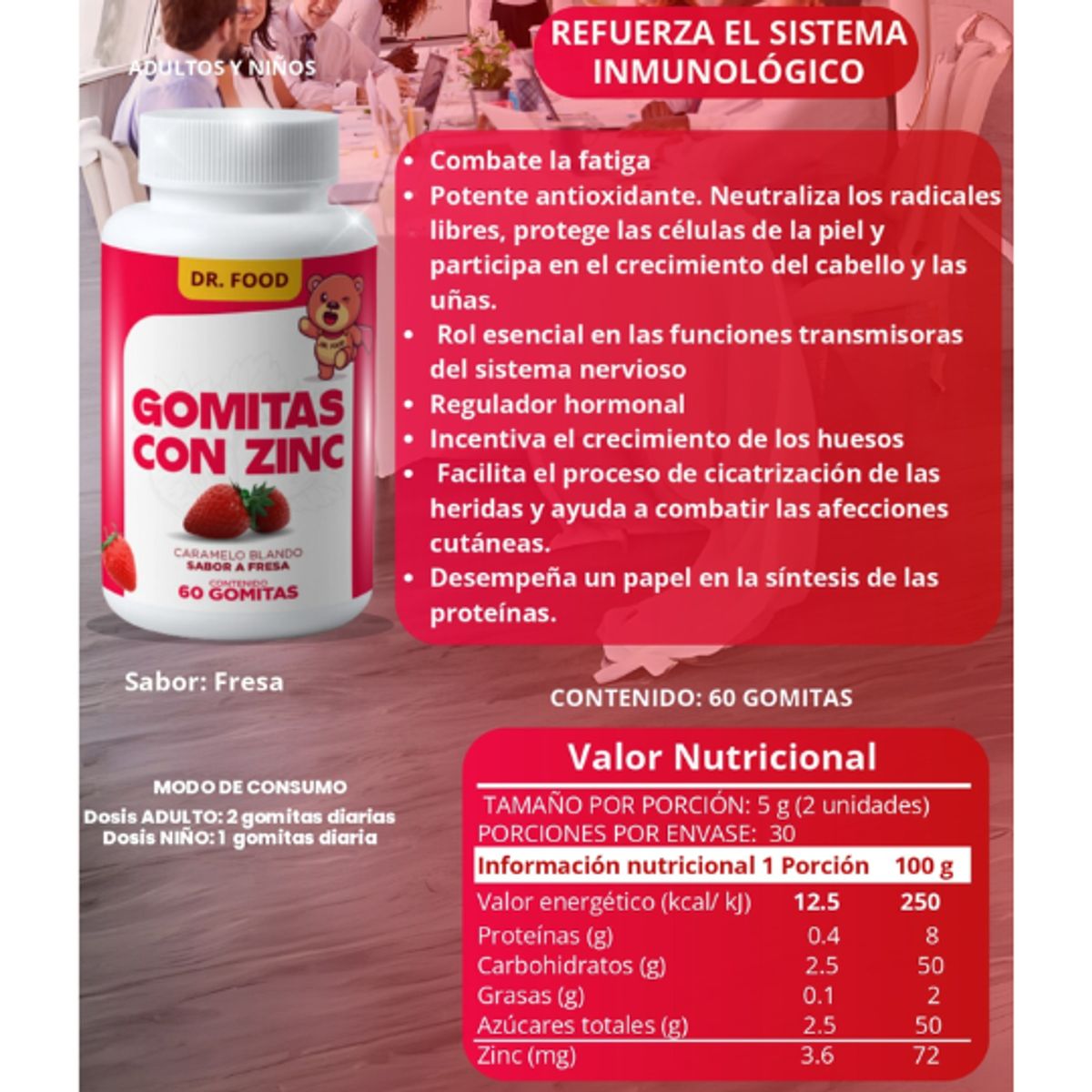 GENERICO - Combo Gomitas Sabor a Fresa con Zinc