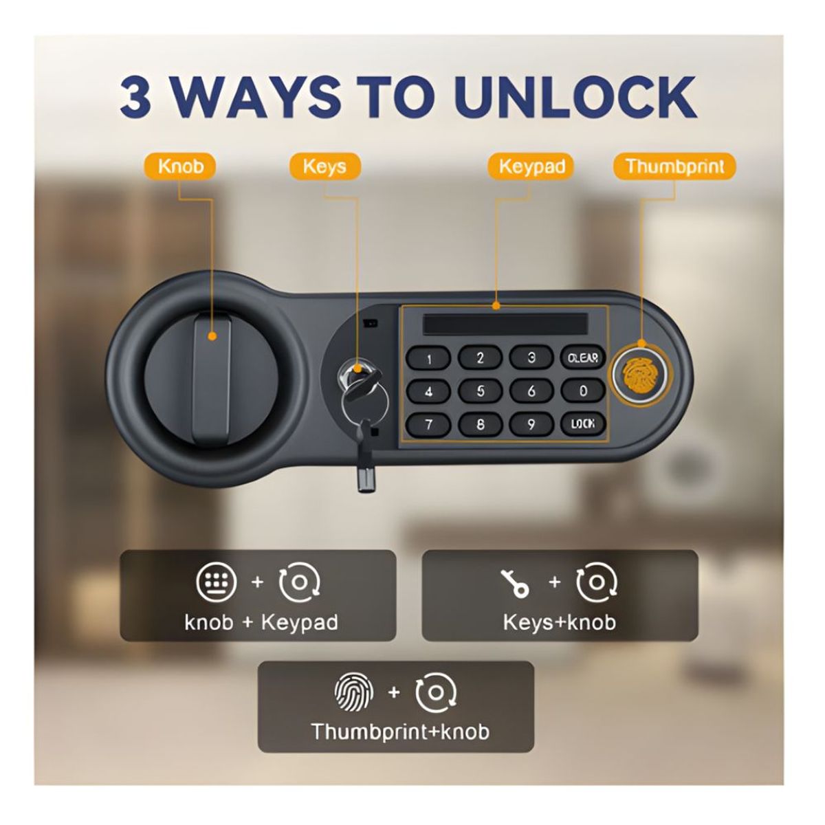 GENERICO - Caja Fuerte de Seguridad de Acero con Teclado Electrónico y Huella