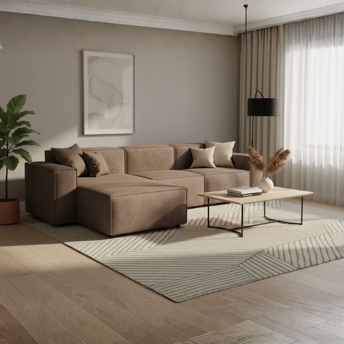 GENERICO - Seccional Morumbi en Tela Chenille Antifluido  Sofá Moderno y Elegante