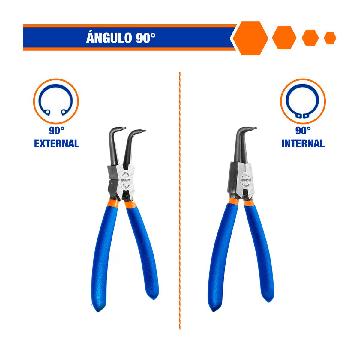 GENERICO - Juego De 4 Alicates 90°/180° Para Anillos Retención Wadfow