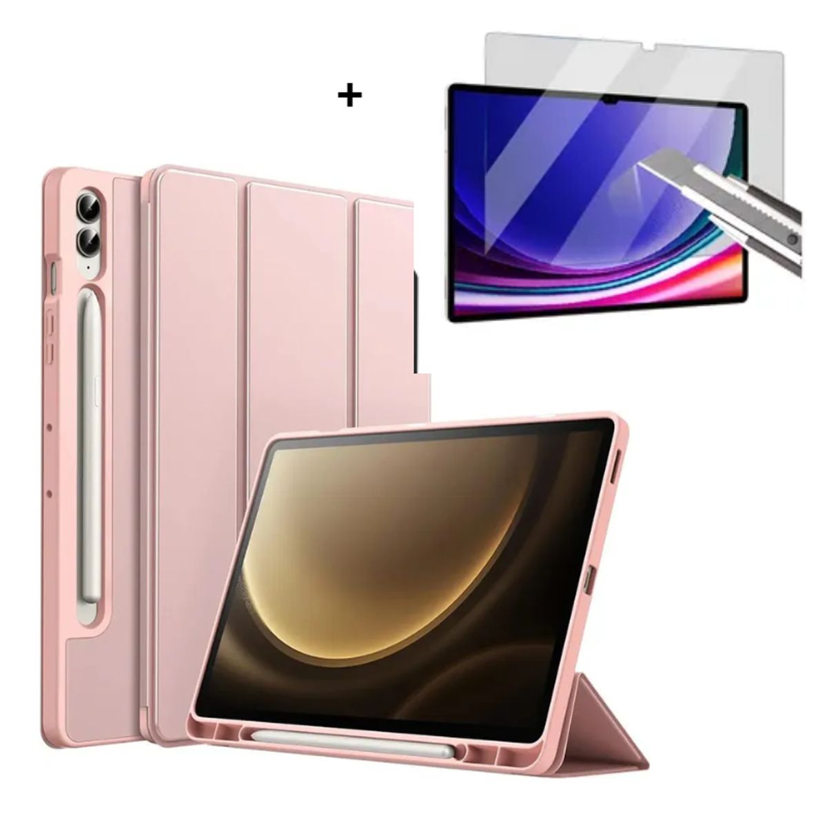 CASE - Funda Smart Case Porta pencil Para Samsung s10 - s10 fe  rosada + MICA de vidrio