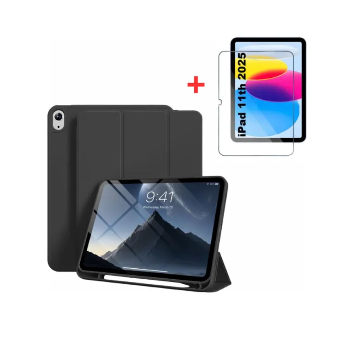 CASE - Funda Case Para iPad 11 (A16) 2025 11va Gen Con Porta Pencil - negro + mica