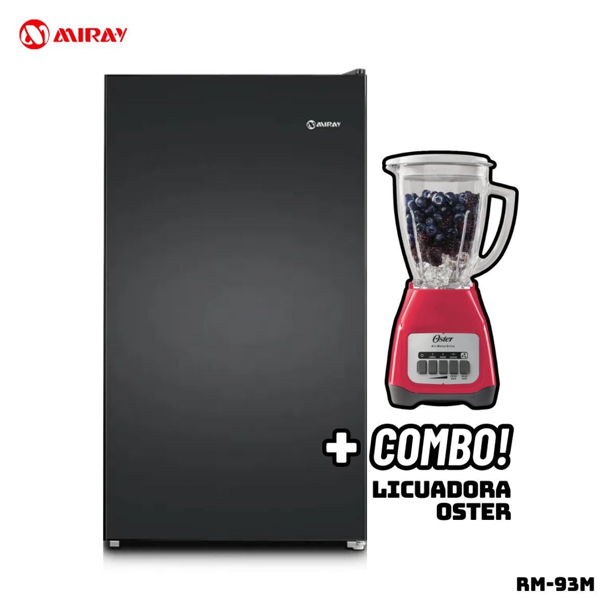 MIRAY - FRIGOBAR MIRAY 93 L NEGRO - RM-94M + LICUADORA OSTER BLSTKAGMPB