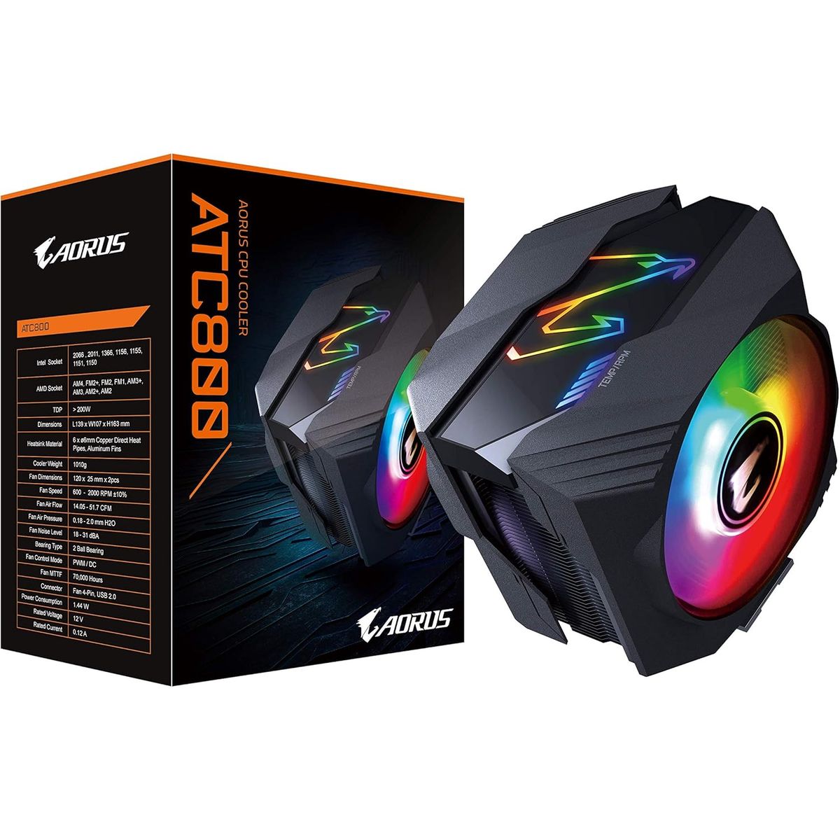 GIGABYTE - Fan-Cooler de CPU GIGABYTE AORUS ATC800 soporta Intel & AMD