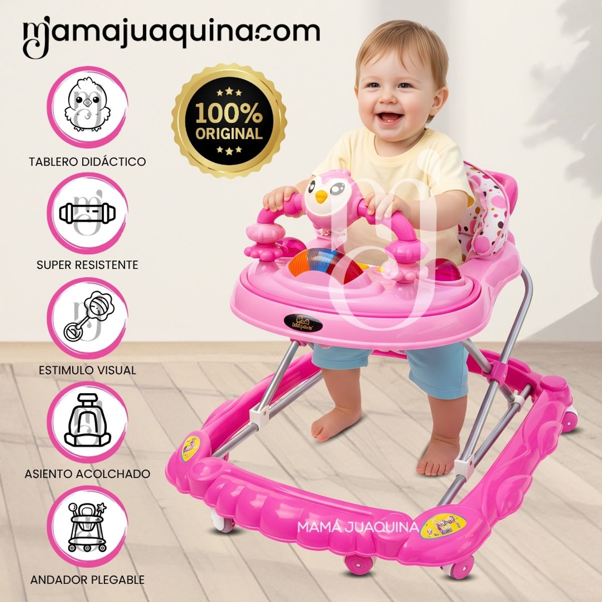 BABY - Andador Didáctico Plegable «BIRDS» Edición Limitada Pink