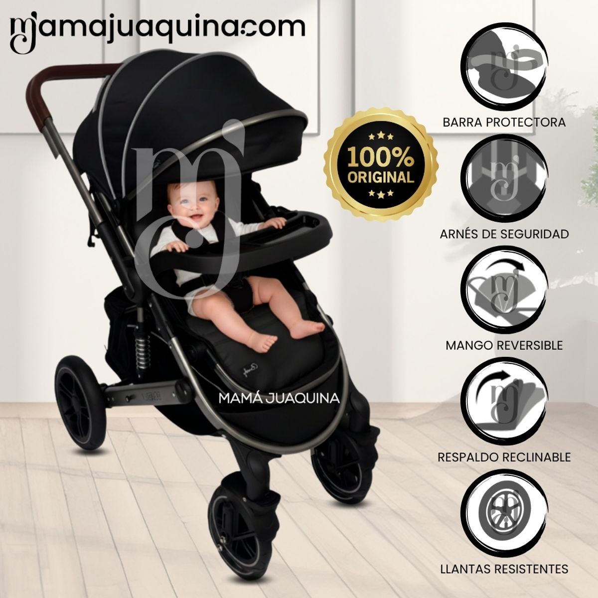 Baby - Coche Cuna para Bebés «BEVERLY» Edición Limitada Black
