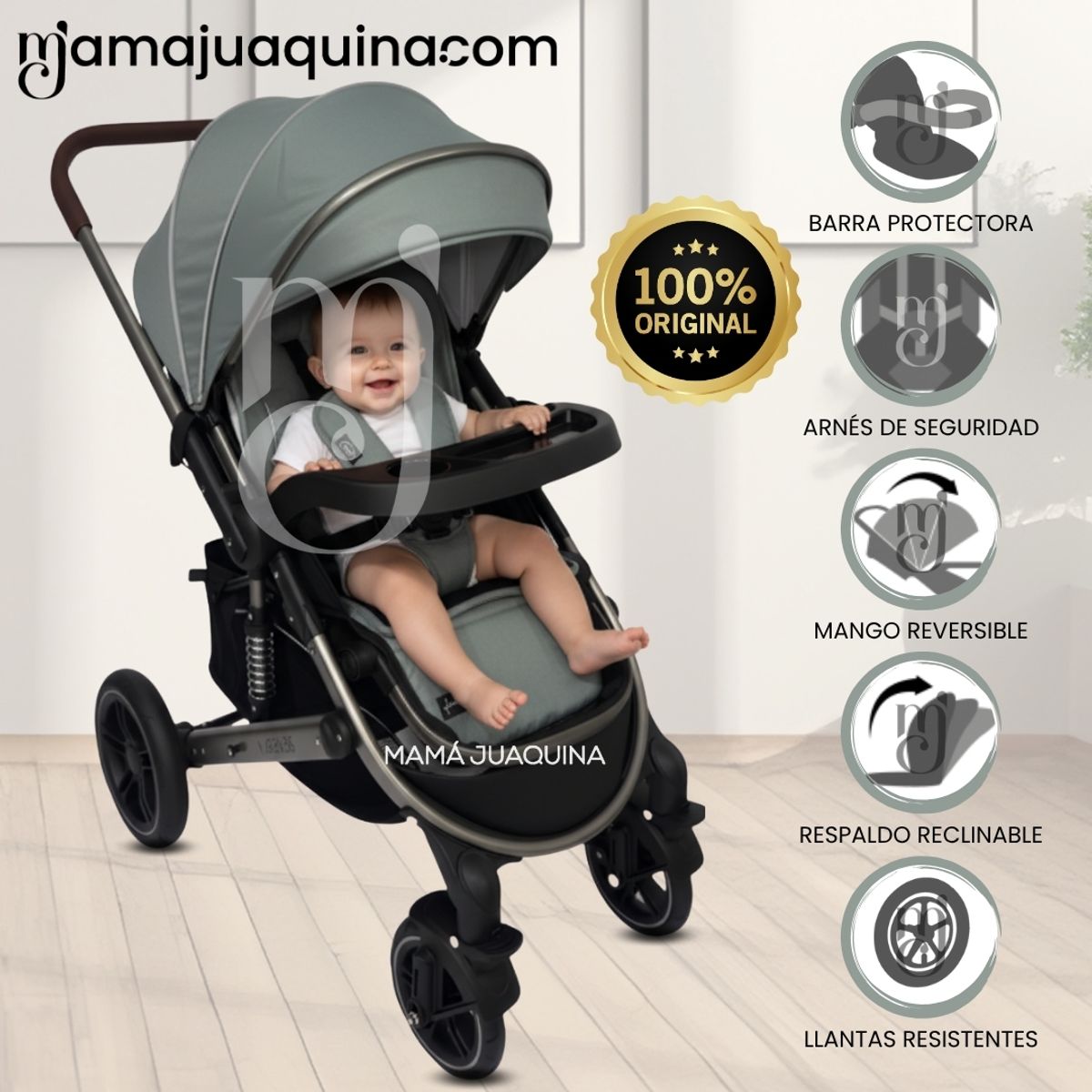 BABY - Coche Cuna para Bebés «BEVERLY» Edición Limitada Green