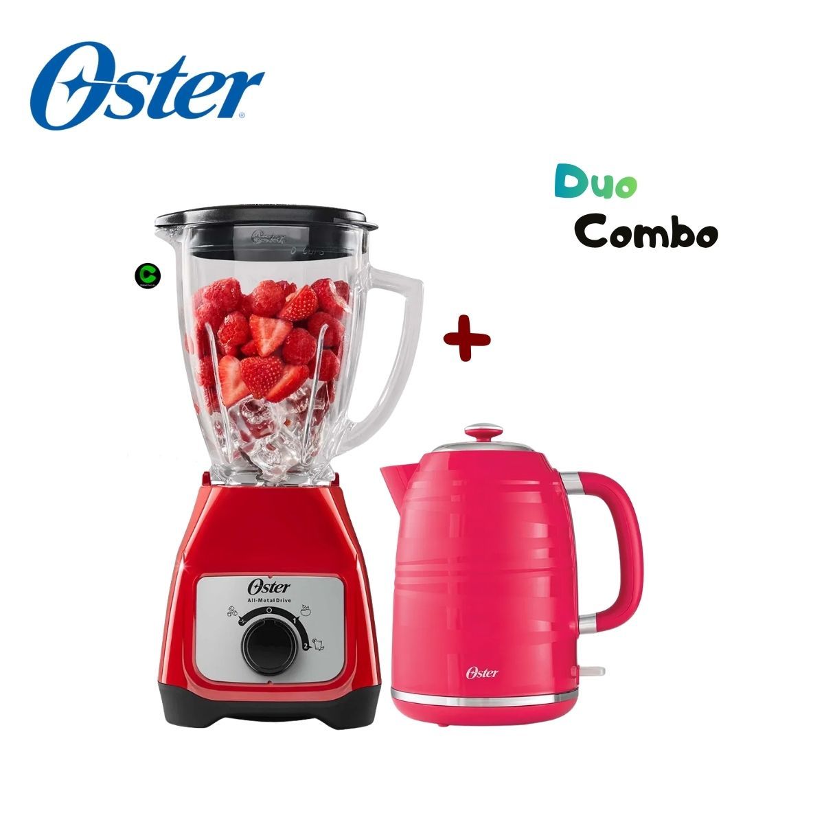 OSTER - Combo Oster Licuadora 1.5 L y Hervidor Sandia 1.7 L