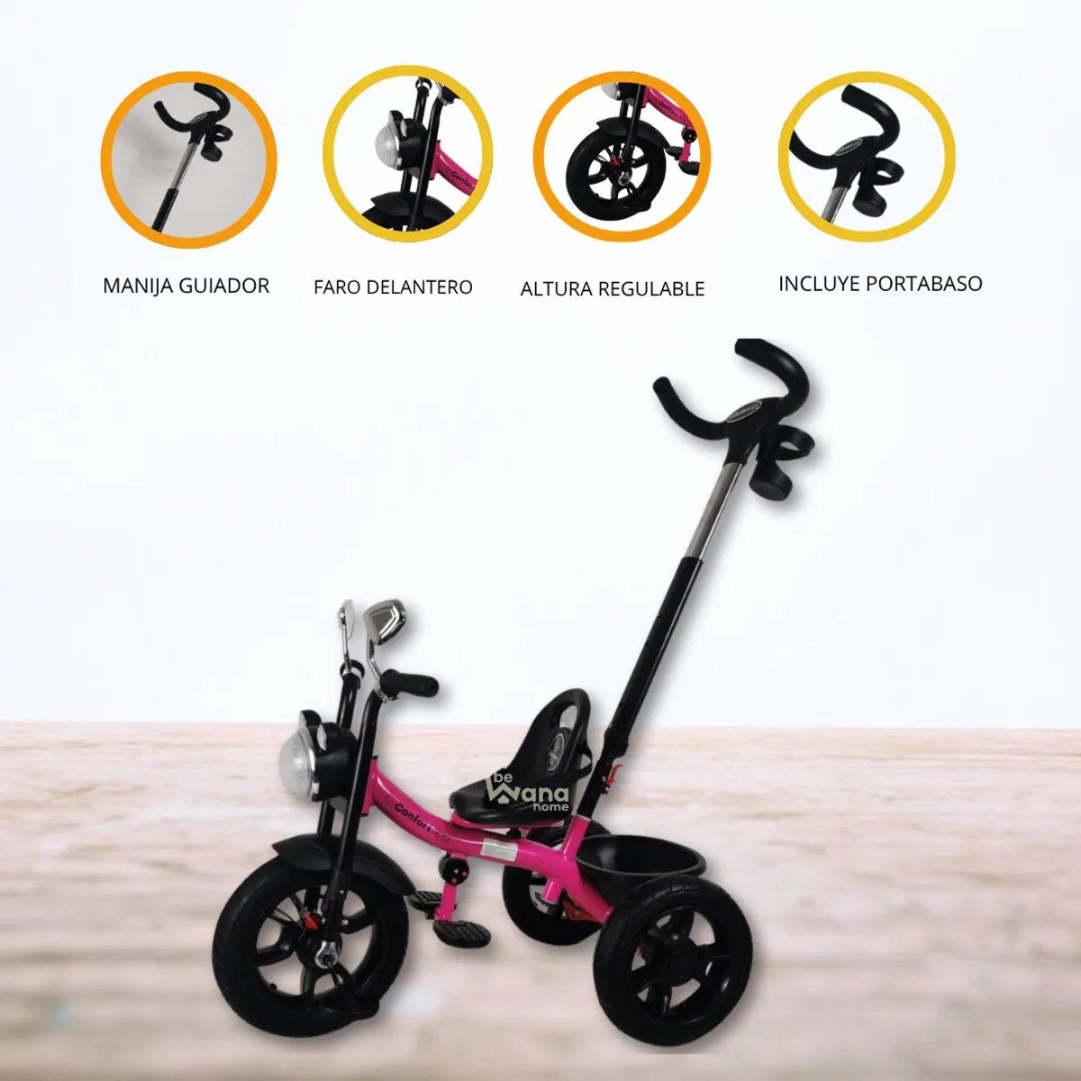 CUZKA - Triciclo Guiador para Niños «PUSHER» PINK