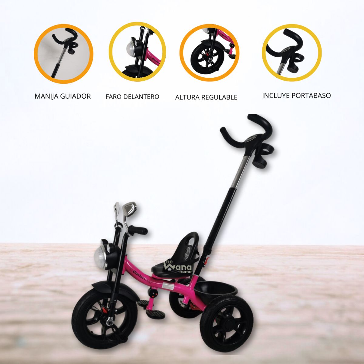 CUZKA - Triciclo Guiador para Niños «PUSHER» PINK