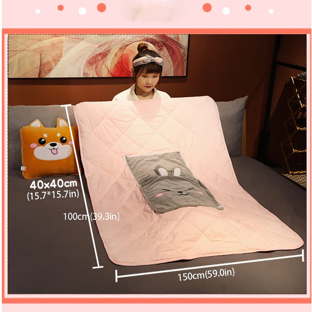 GENERICO - ALMOHADA Y EDREDRON 1 PLAZA COLORES VARIADOS ANIMALITOS