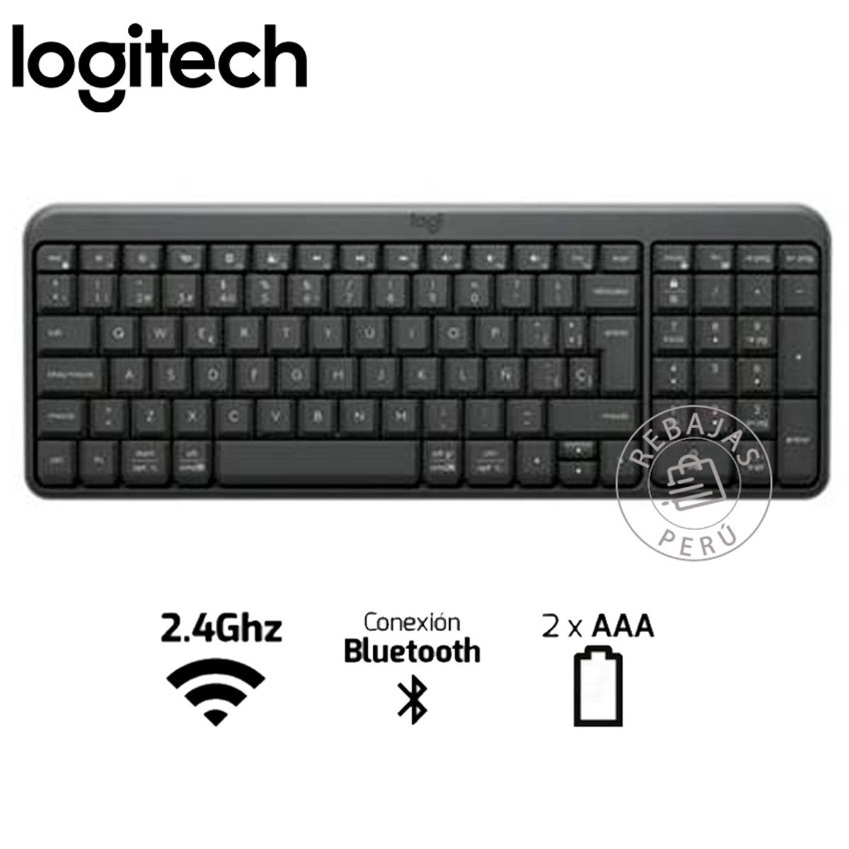 LOGITECH - Teclado Inalámbrico Logitech K250 Bluetooth Negro Español Compacto