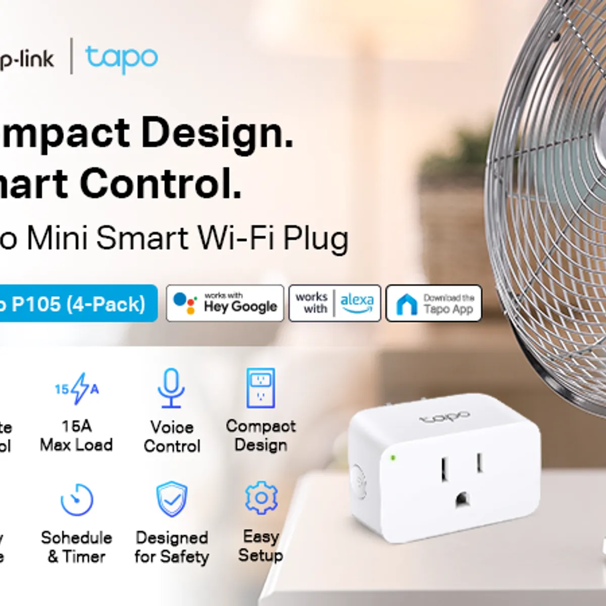 TP LINK - ENCHUFE INTELIGENTE TAPO P105 ( 1 PACK) WIFI Y BLUETOOTH