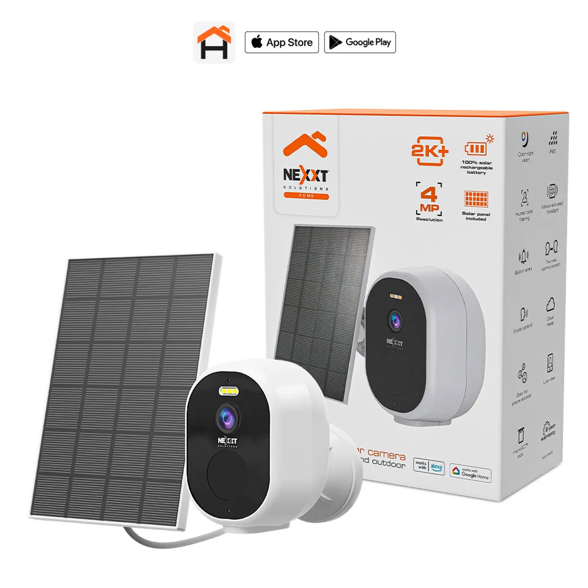 NEXXT SOLUTIONS - CAMARA NEXXT CON BATERIA RECARGABLE Y PANEL SOLAR PARA EXTERIOR NHC-OF20S
