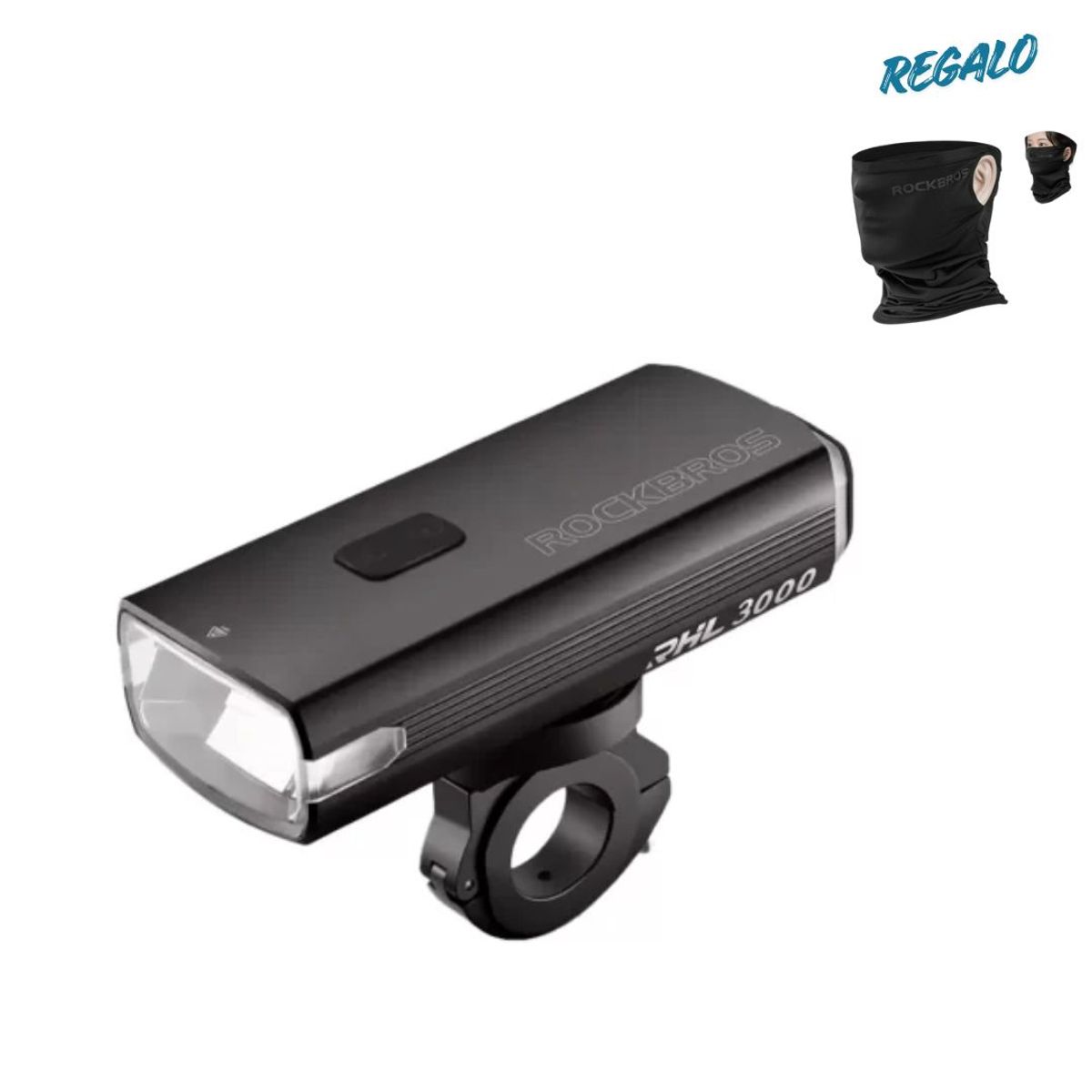 ROCKBROS - Luz delantera para bicicleta de 3000 Lúmenes  Rockbros + Bandana