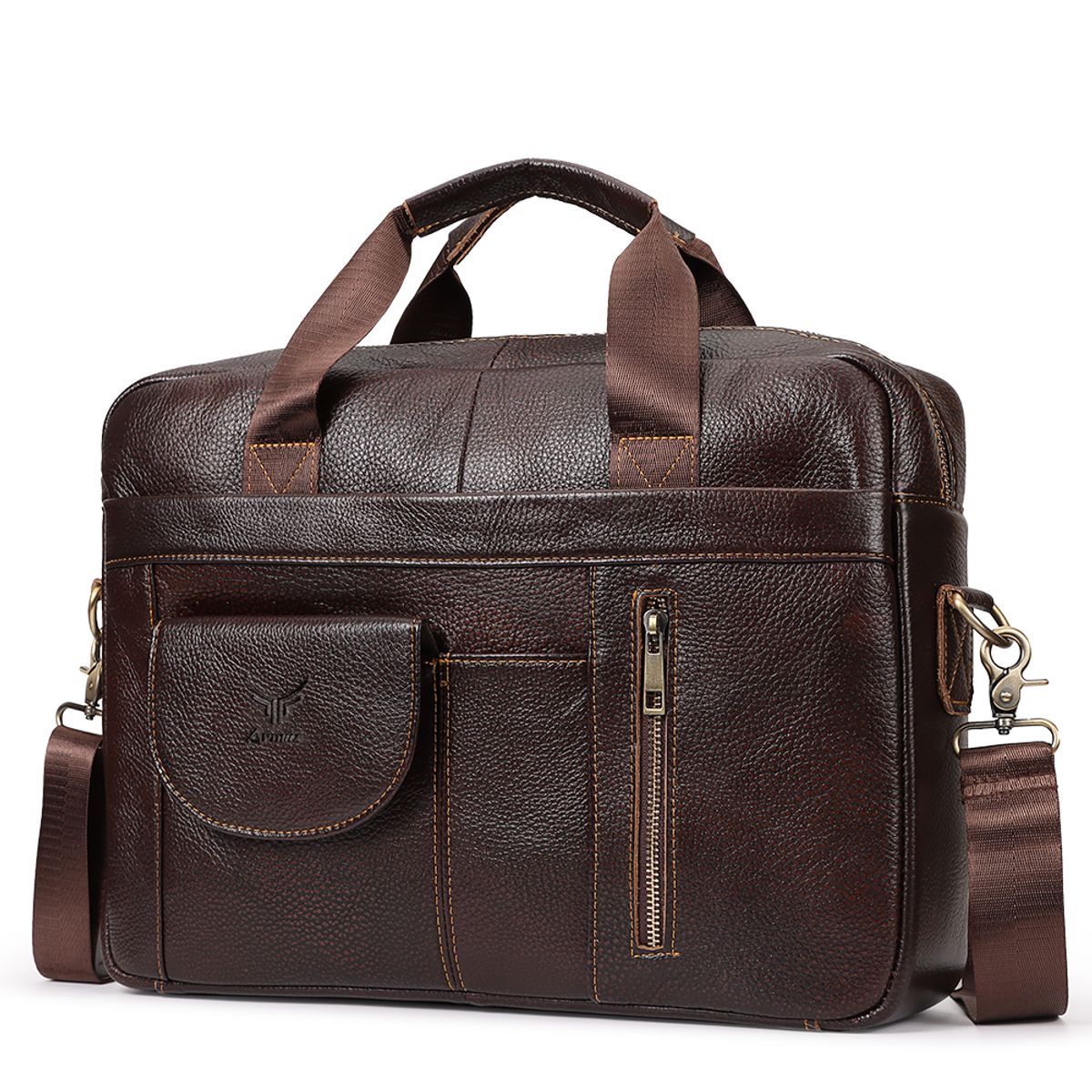 ARMUZ - MALETÍN DE CUERO VACUNO MH640 LAPTOP 14 CON SUJETADOR DE MALETA DE VIAJE