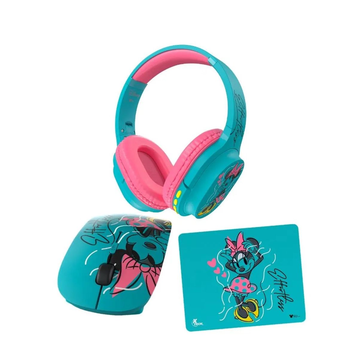 XTECH - PACK 3 EN 1 XTECH MINNIE MOUSE DE DISNEY INCLUYE AUDÍFONOS BLUETOOTH MOUSE INALÁMBRICO Y MOUSE PAD