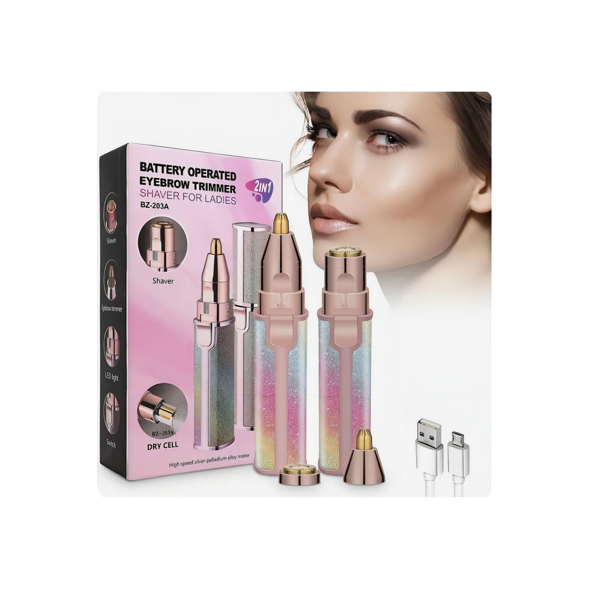 OEM - Depiladora Eléctrica 2 en 1 Facial y Cejas