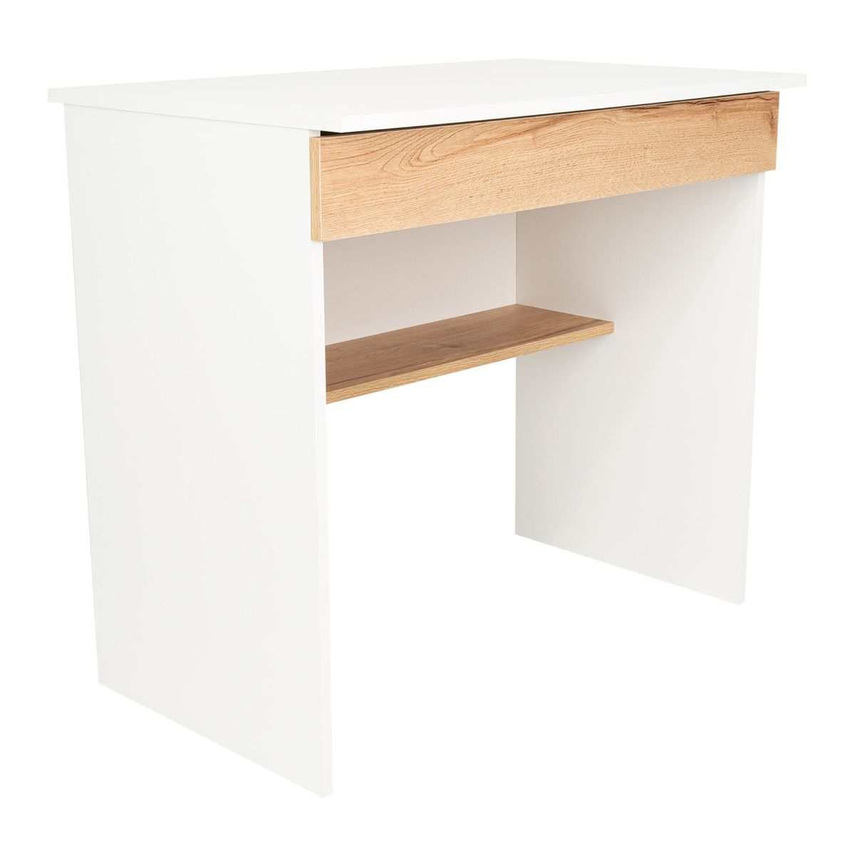 FMFURNITURE - Escritorio 1 Cajon Fm-052B Blanco Y Café Claro