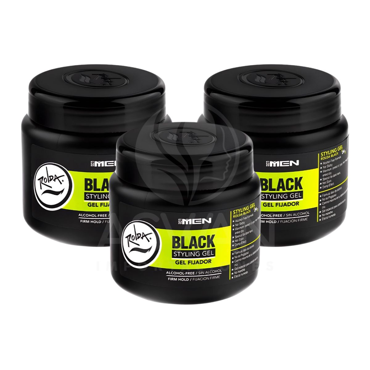 GENERICO - Pack x3 Gel Fijador Sin Alcohol Black 120 gr - ROLDA