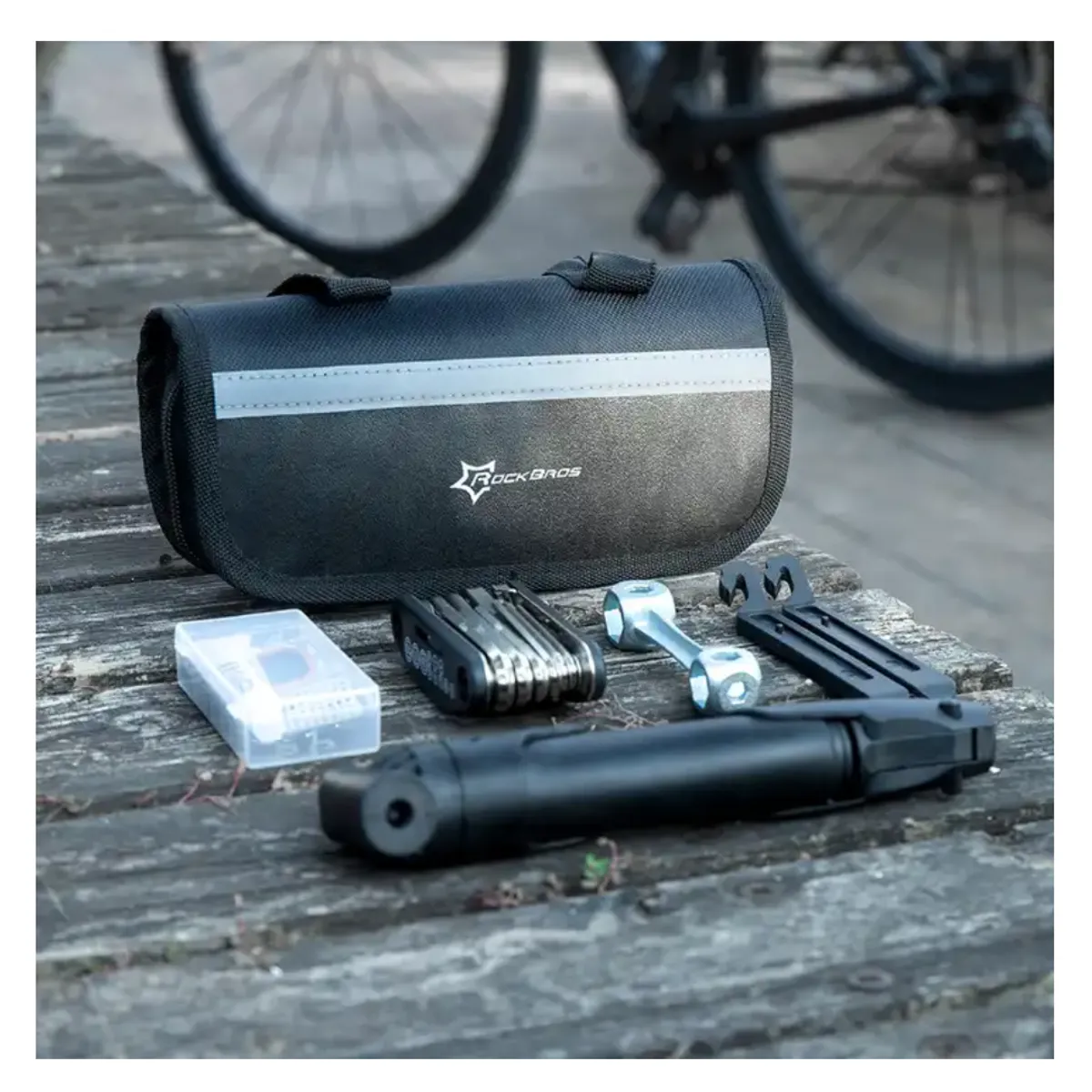 ROCKBROS - Kit de Herramientas para bicicletas con Inflador Rockbros multifuncionales 16 en 1