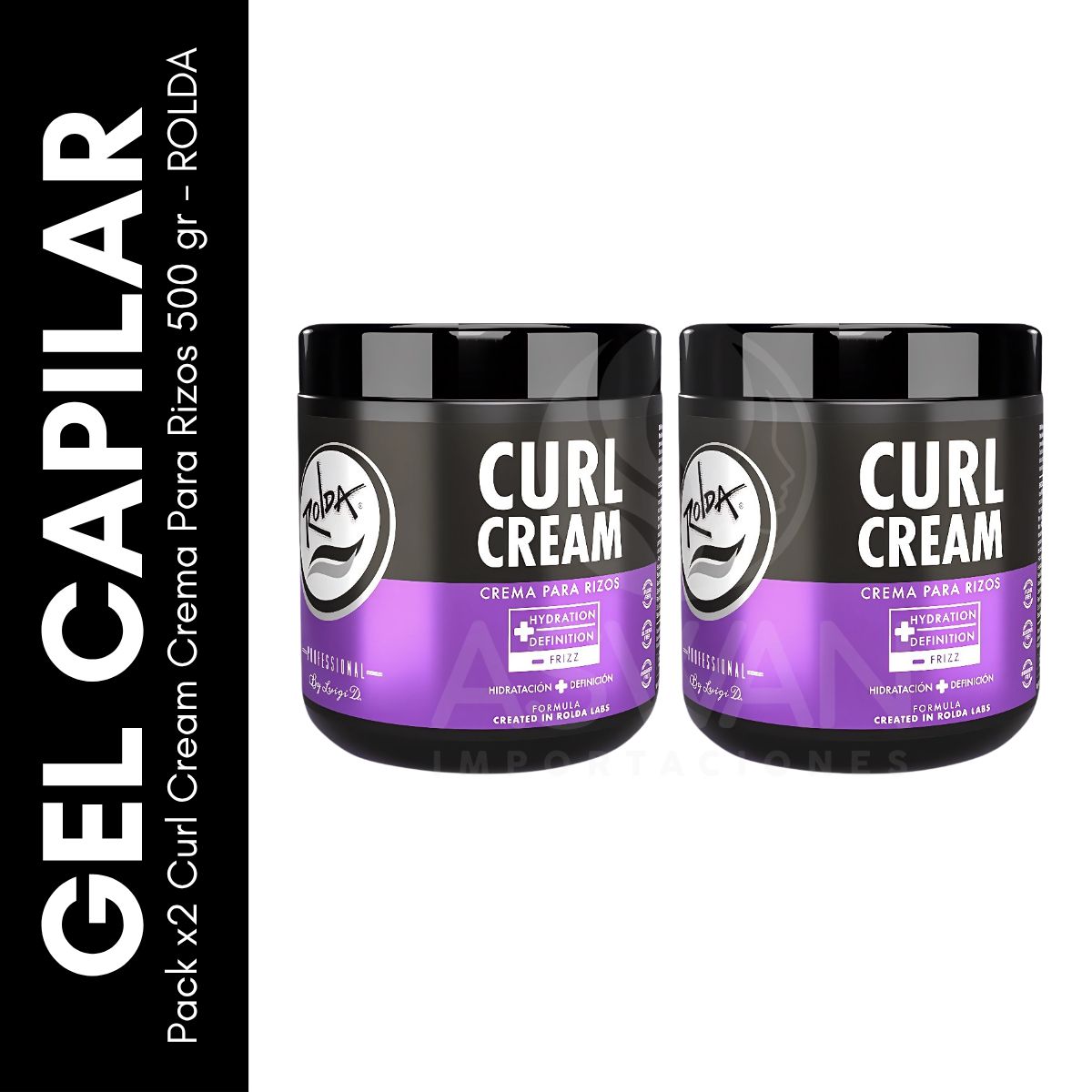 GENERICO - Pack x2 Curl Cream Crema Para Rizos 500 gr - ROLDA