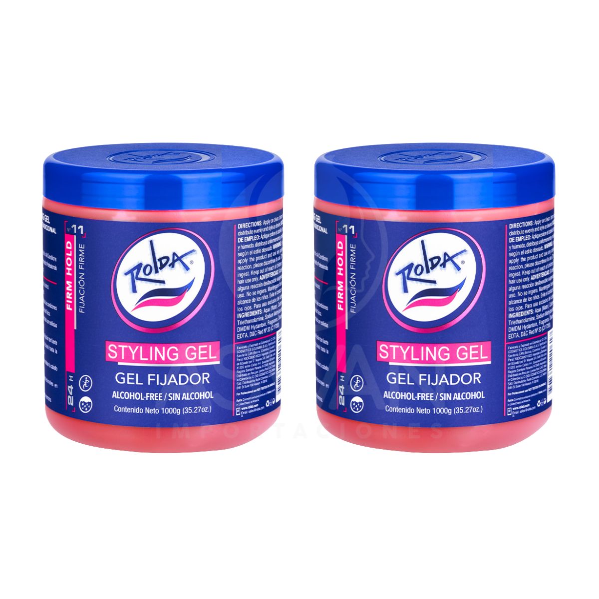 GENERICO - Pack x2 Rolda Gel Fijador Tradicional Rojo 1000 gr - ROLDA