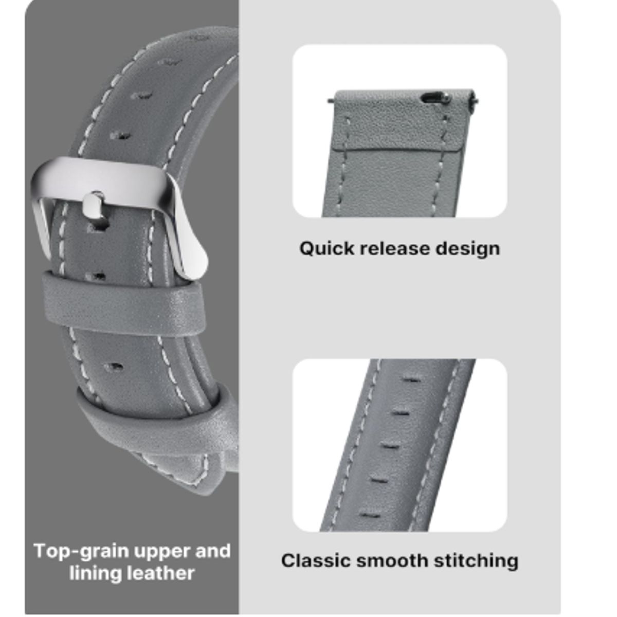 GENERICO - Correa Cuero para Samsung Watch 20mm - GRIS