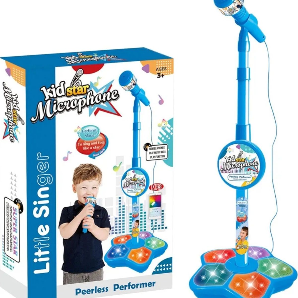 GENERICO - MICROFONO KARAOKE CON PEDESTAL Y LUCES PARA NIÑOS