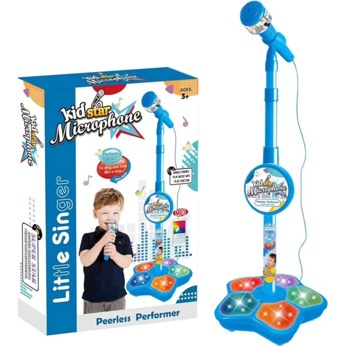 GENERICO - MICROFONO KARAOKE CON PEDESTAL Y LUCES PARA NIÑOS