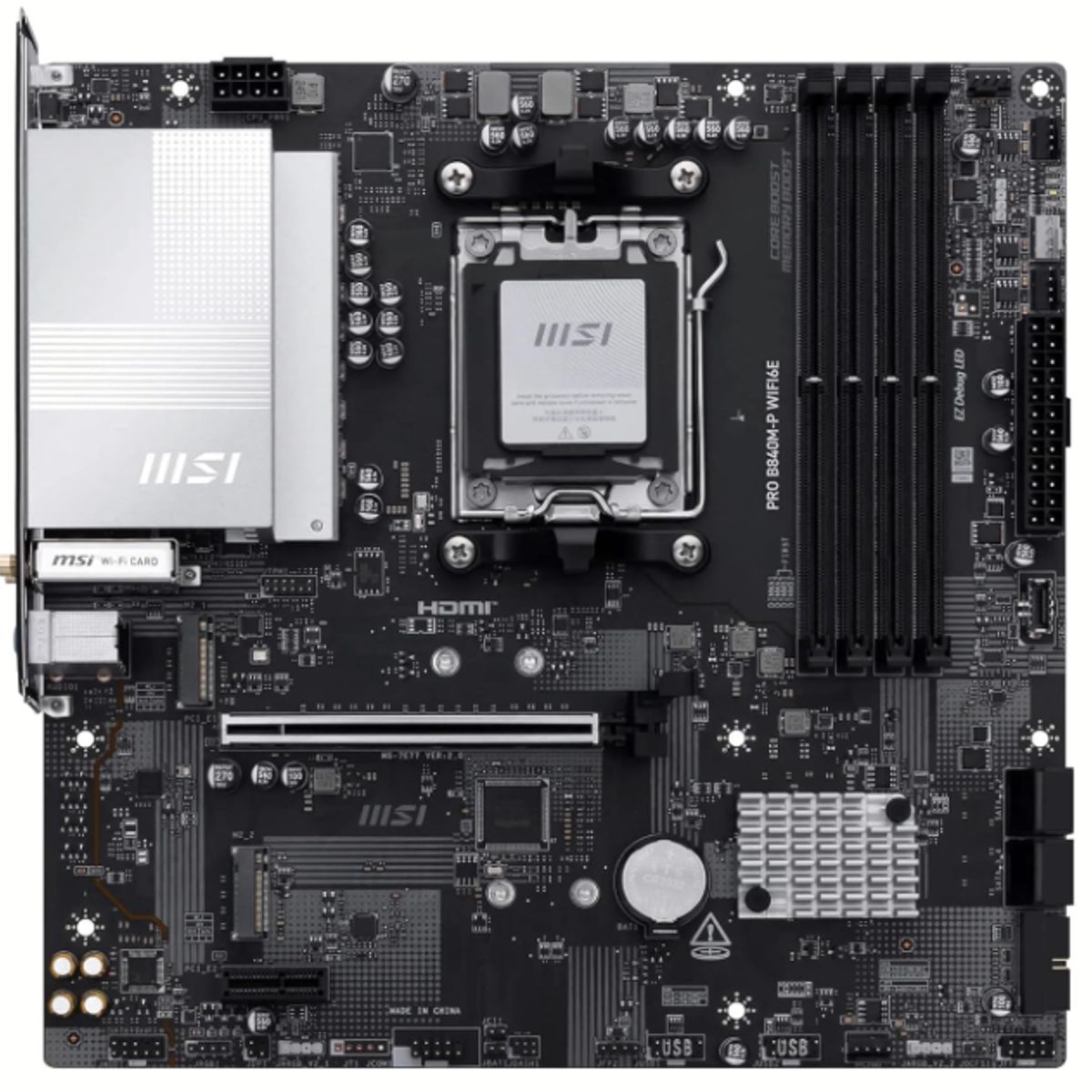 MSI - Motherboard MSI PRO B840M-P WIFI6E Chipset AMD B840 Socket AMD AM5 mATX