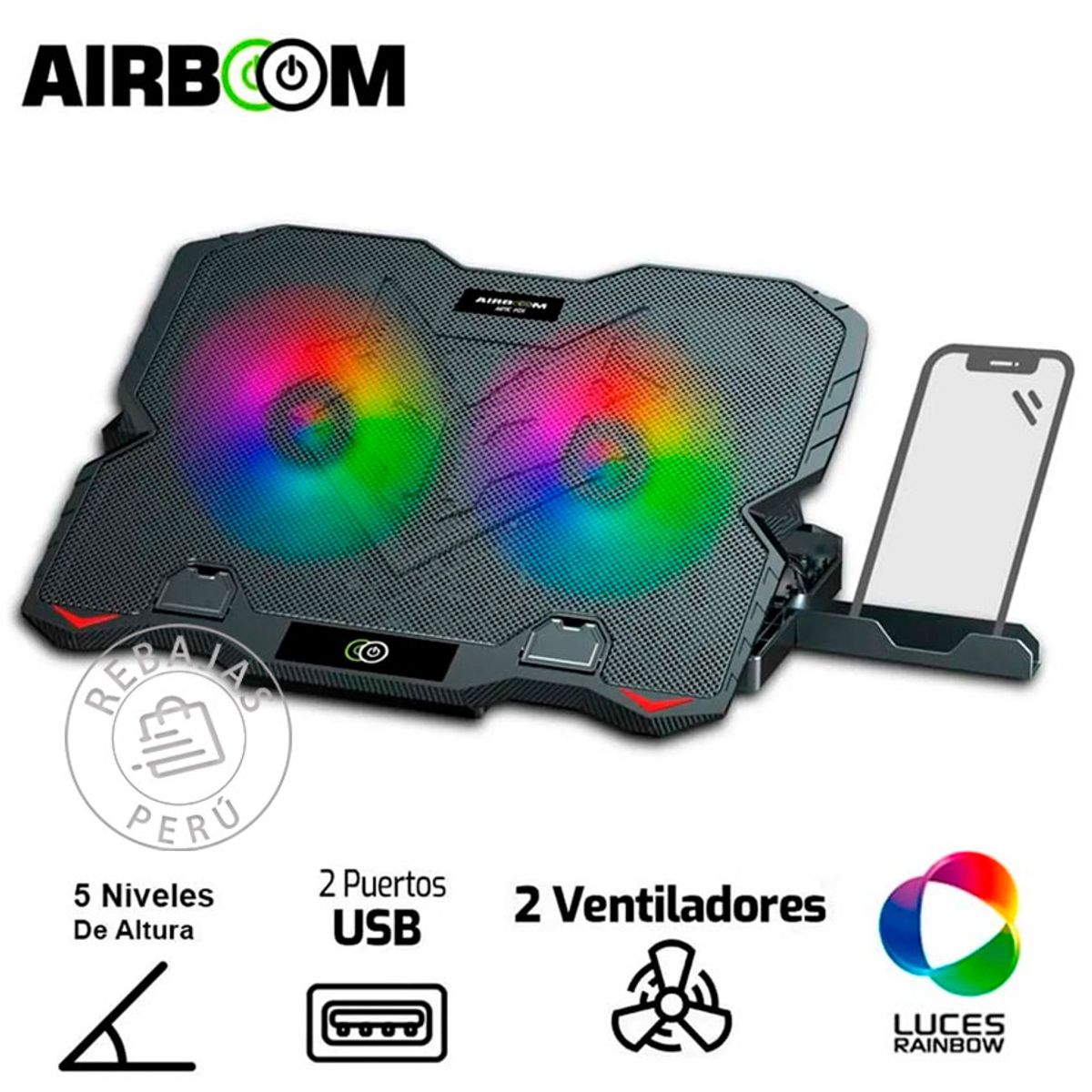 AIRBOOM - Cooler Airboom Artic Fox AB005H 2 Ventiladores Rainbow 12.5 cm