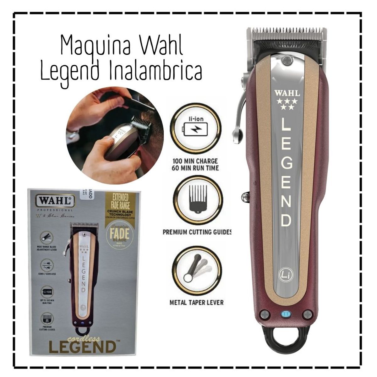 WAHL - Maquina Profesional  Wahl Cordless Legend Inalambrica 08594-008