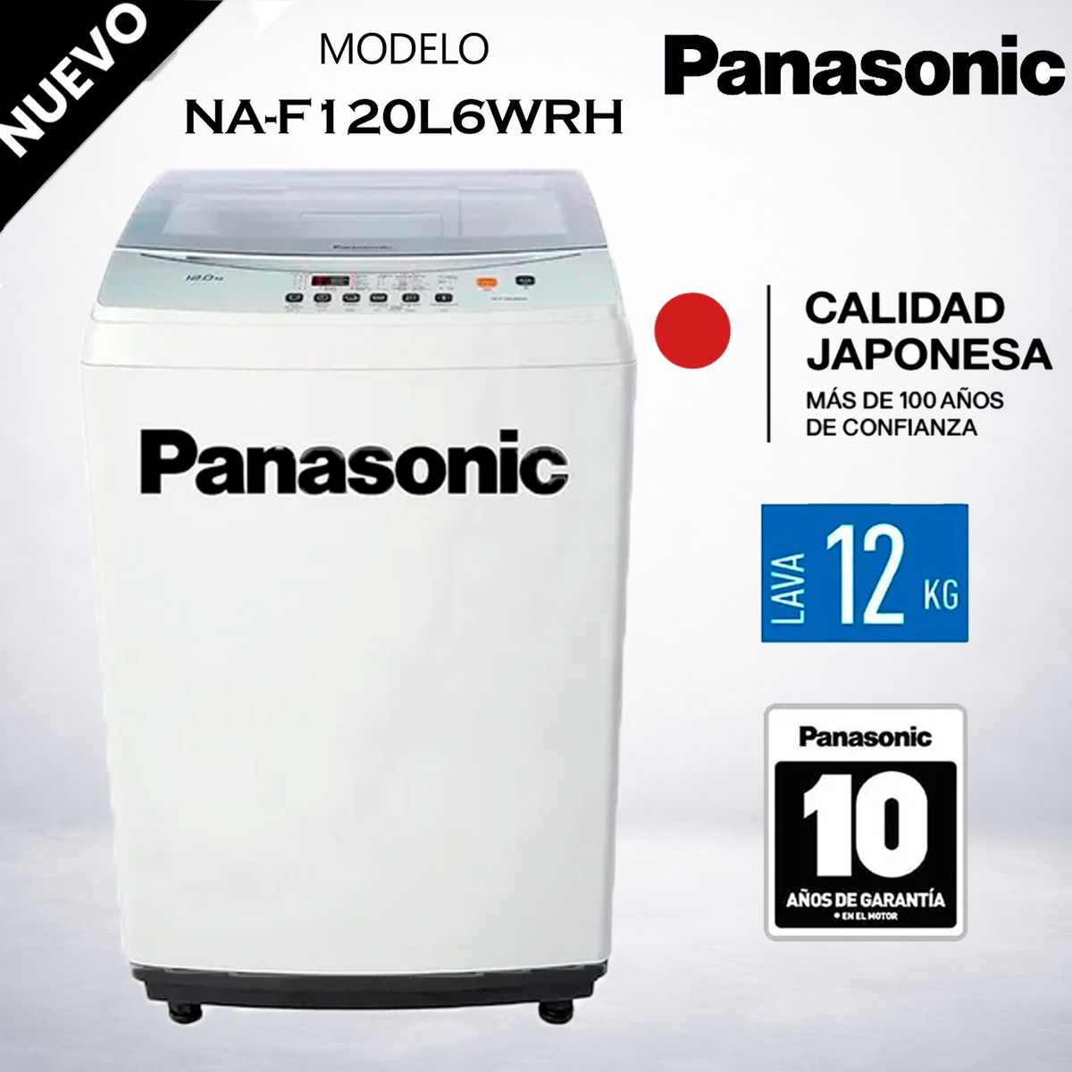 Panasonic - LAVADORA PANASONIC 12KG CARGA SUPERIOR NA-F120L6WRH