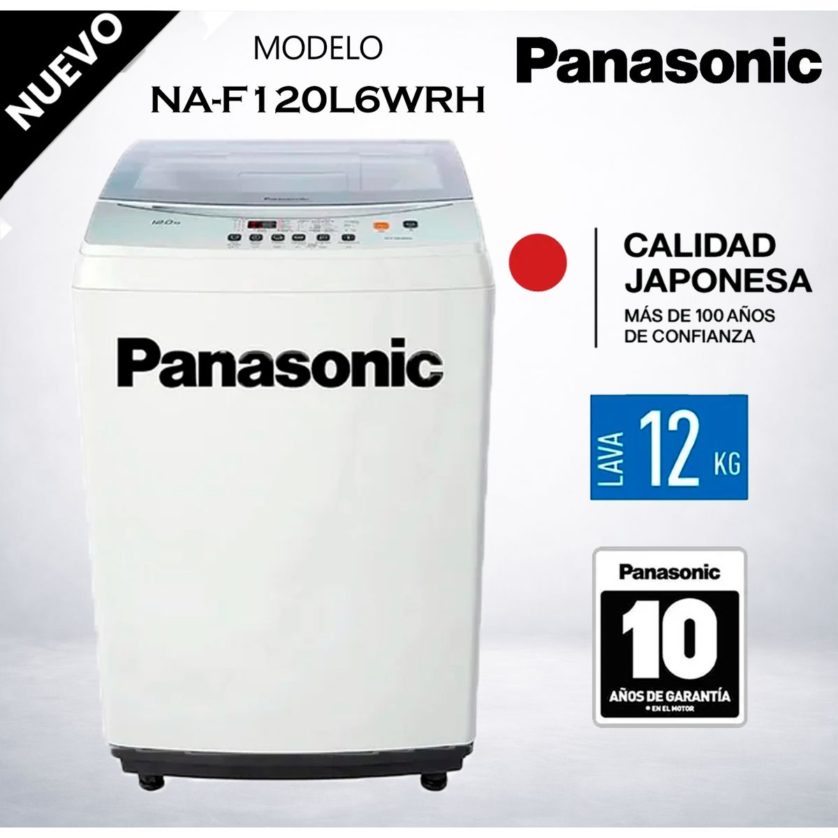 Panasonic - LAVADORA PANASONIC 12KG CARGA SUPERIOR NA-F120L6WRH