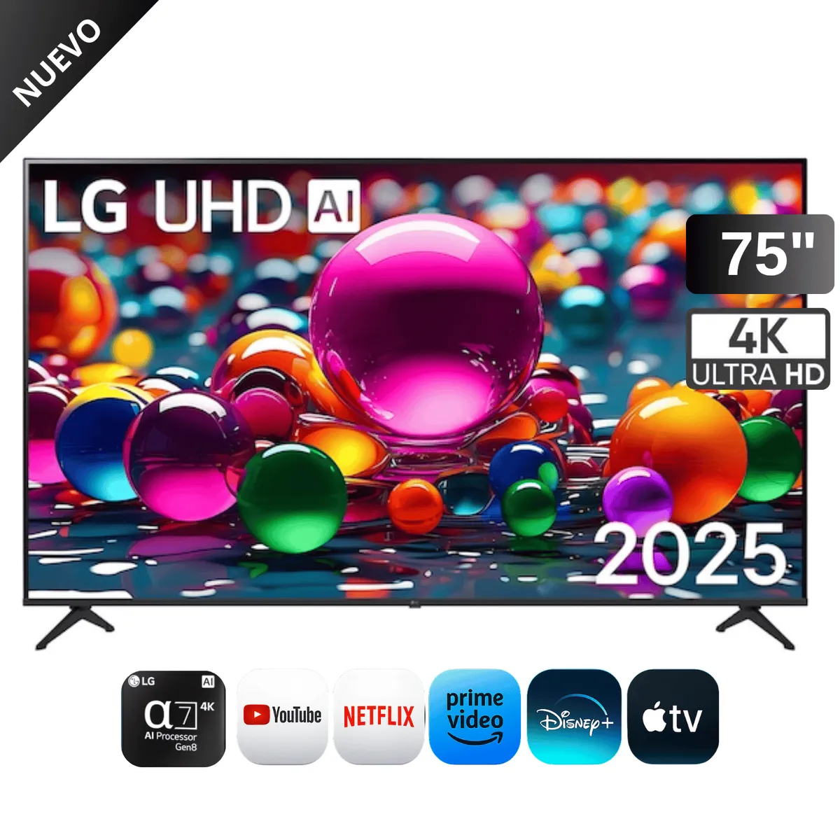LG - Televisor LG 75"  UHD 4K ThinQ AI 75UA8000PSA 2025