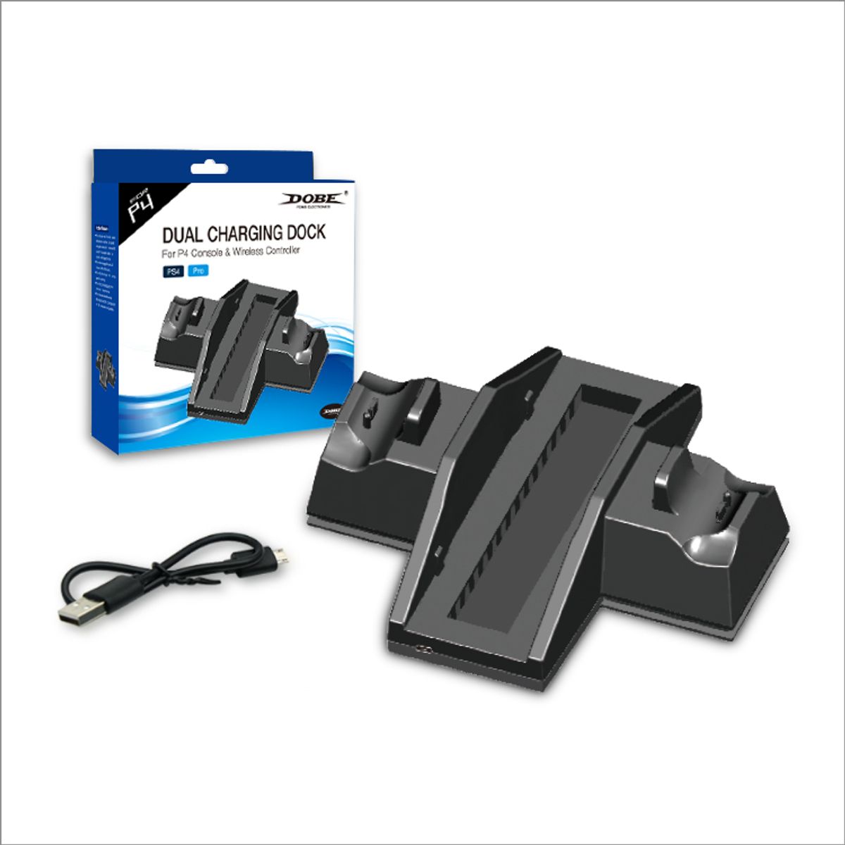 DOBE - Soporte Base Vertical Cooler Y Cargador De Mandos PS4 Pro