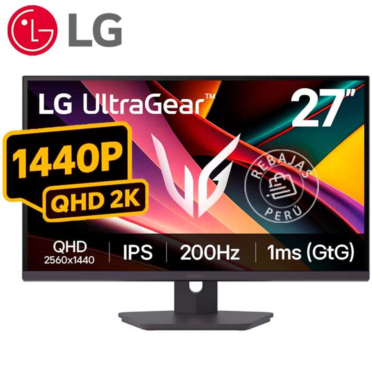 LG - Monitor Gamer LG UltraGear 27 QHD IPS 200Hz 1ms HDR400 FreeSync