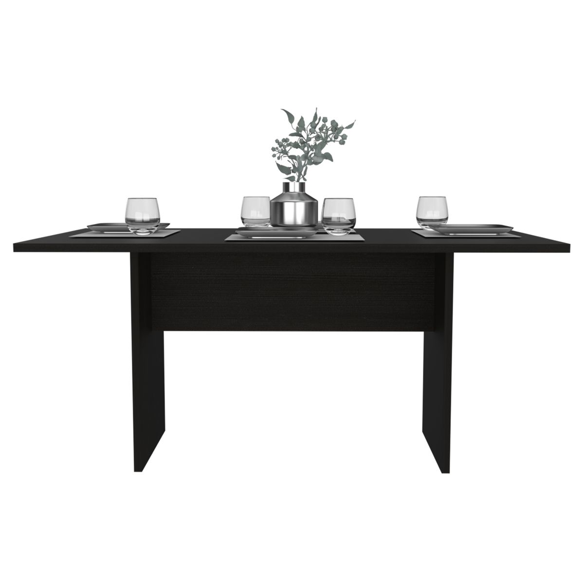 FMFURNITURE - Mesa De Comedor 4 Puestos Negra 160Cm