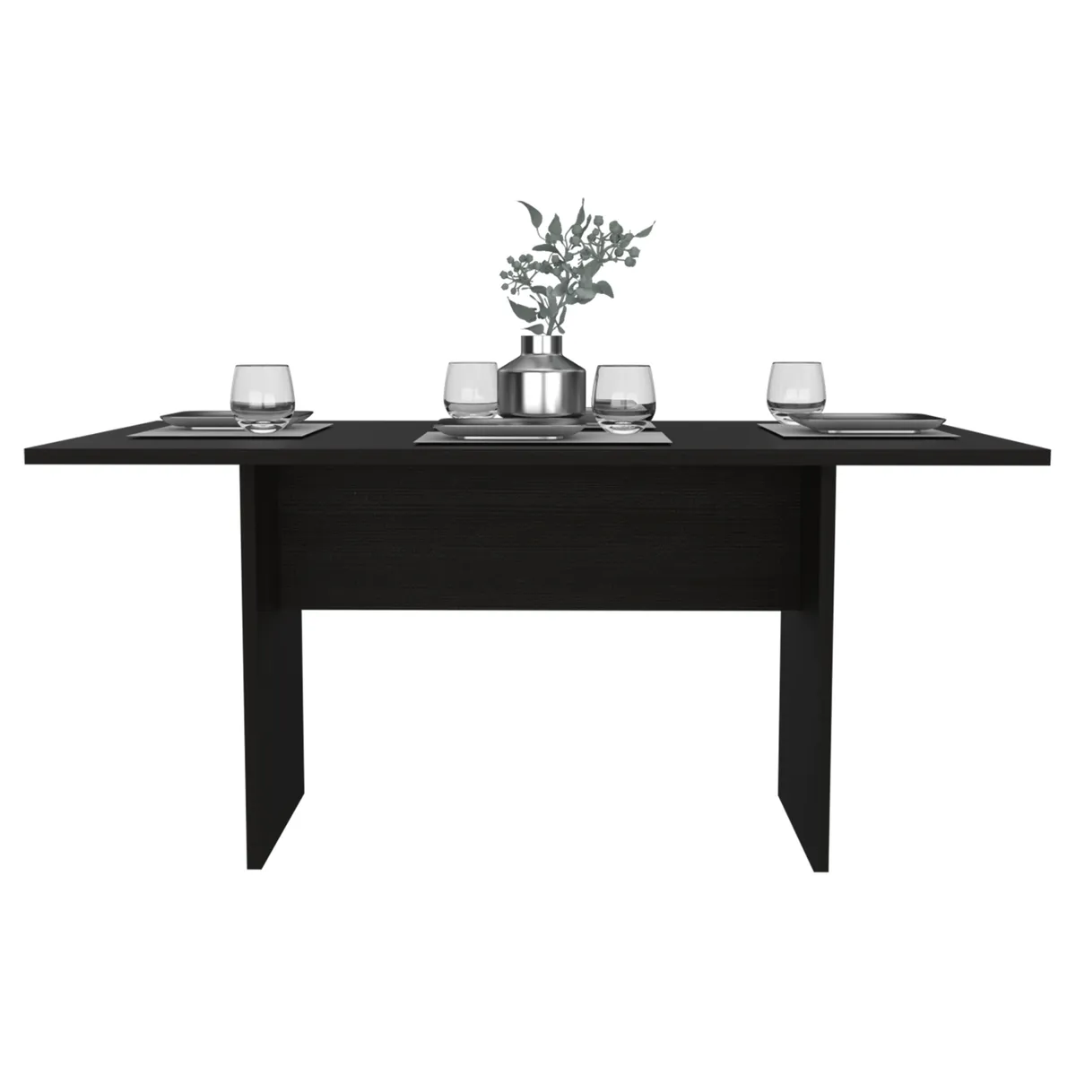FMFURNITURE - Mesa De Comedor 4 Puestos Negra 160Cm