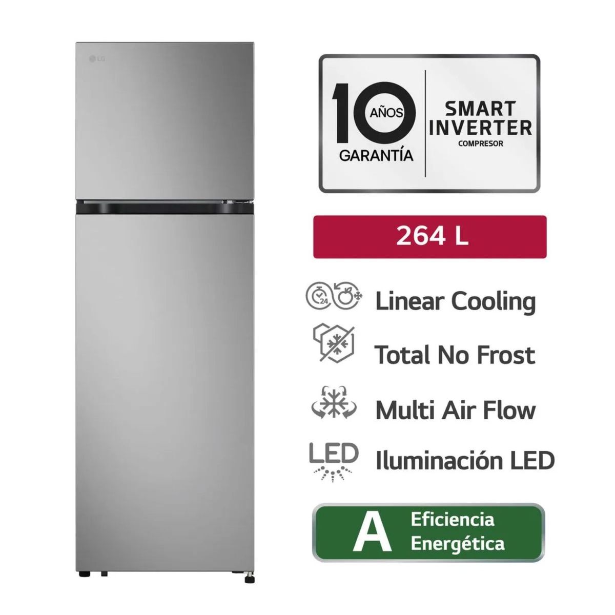 LG - Refrigeradora LG 264 LT No frost VT26BPY Plata