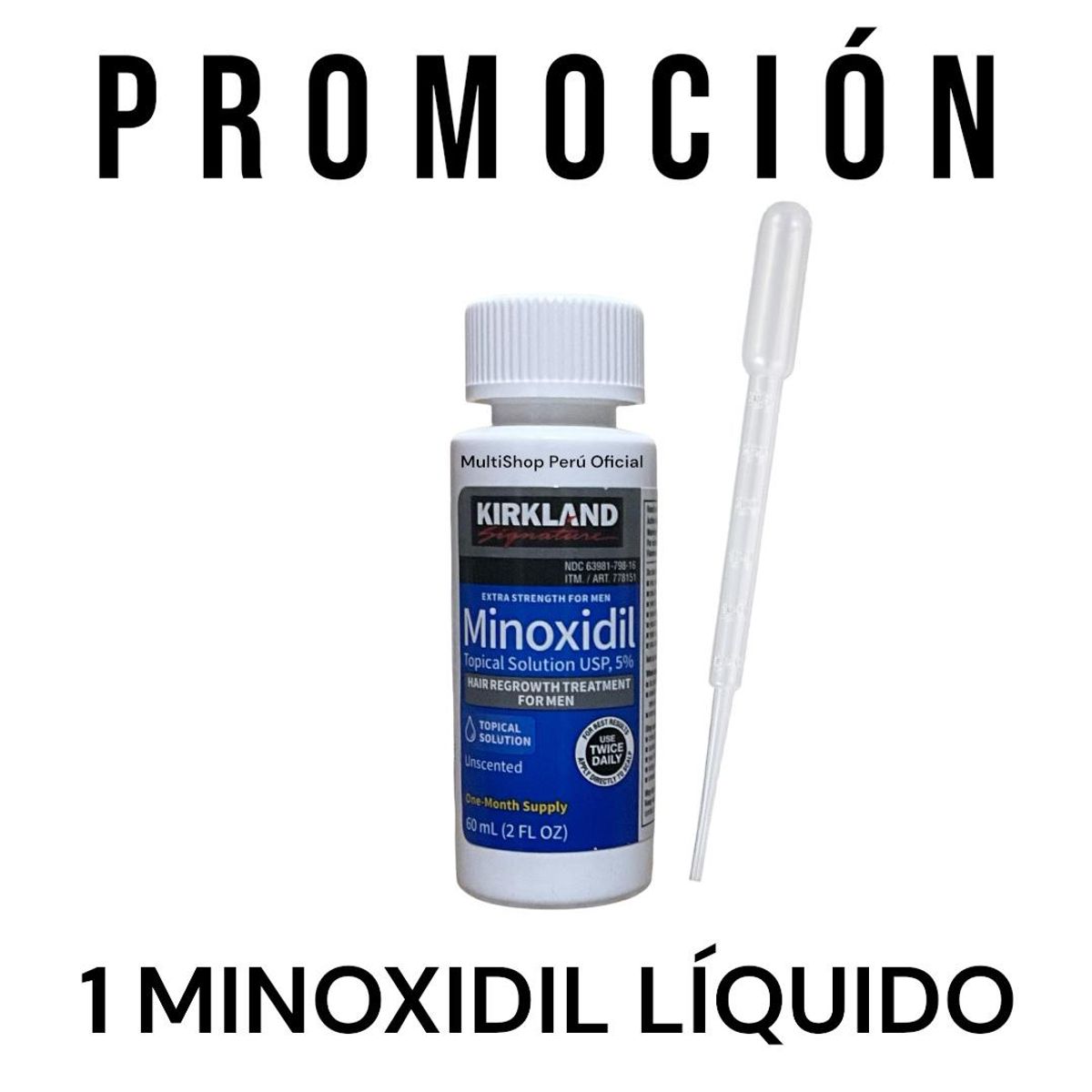 KIRKLAND - 1 Minoxidil Kirkland 5% - 1 Frasco Barba,Cabello y Cejas