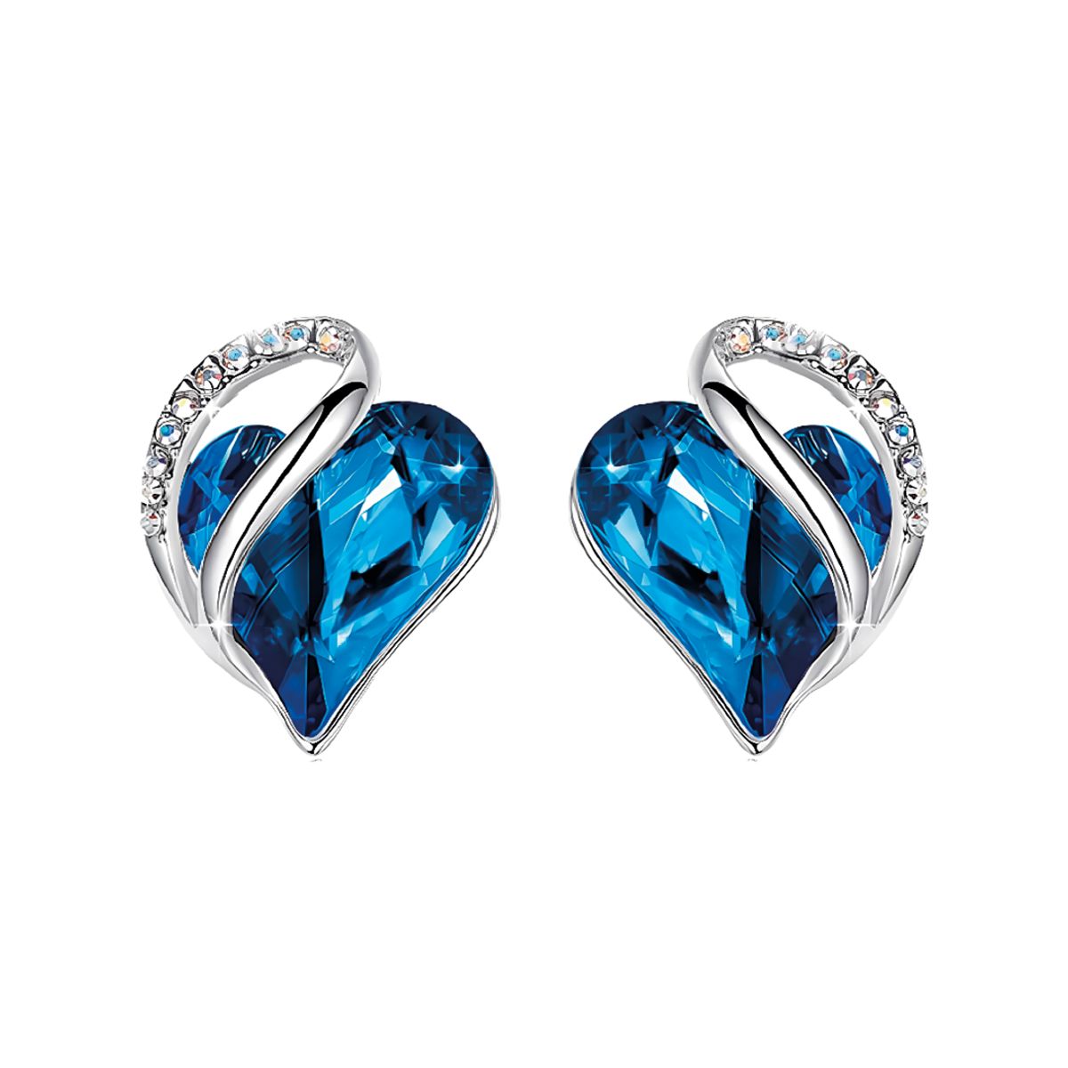 S&T - Aretes Infinity Love Corazón Infinito con Cristal Natal Azul intenso