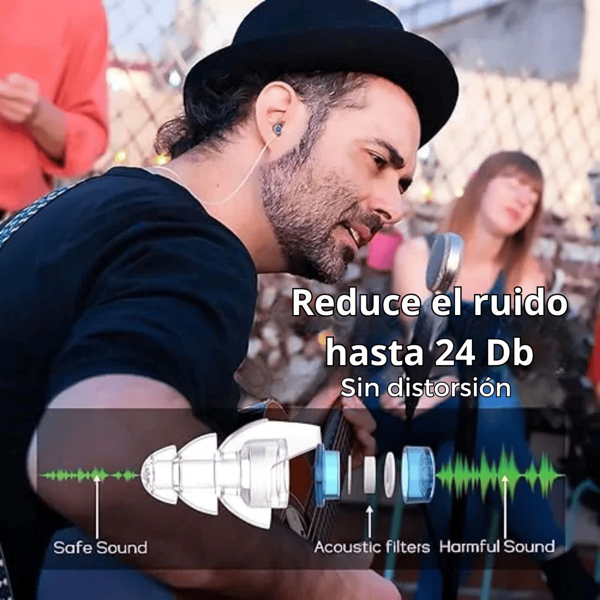 GENERICO - Tapones con Filtro Acústico para Conciertos 24dB anti ruido azul