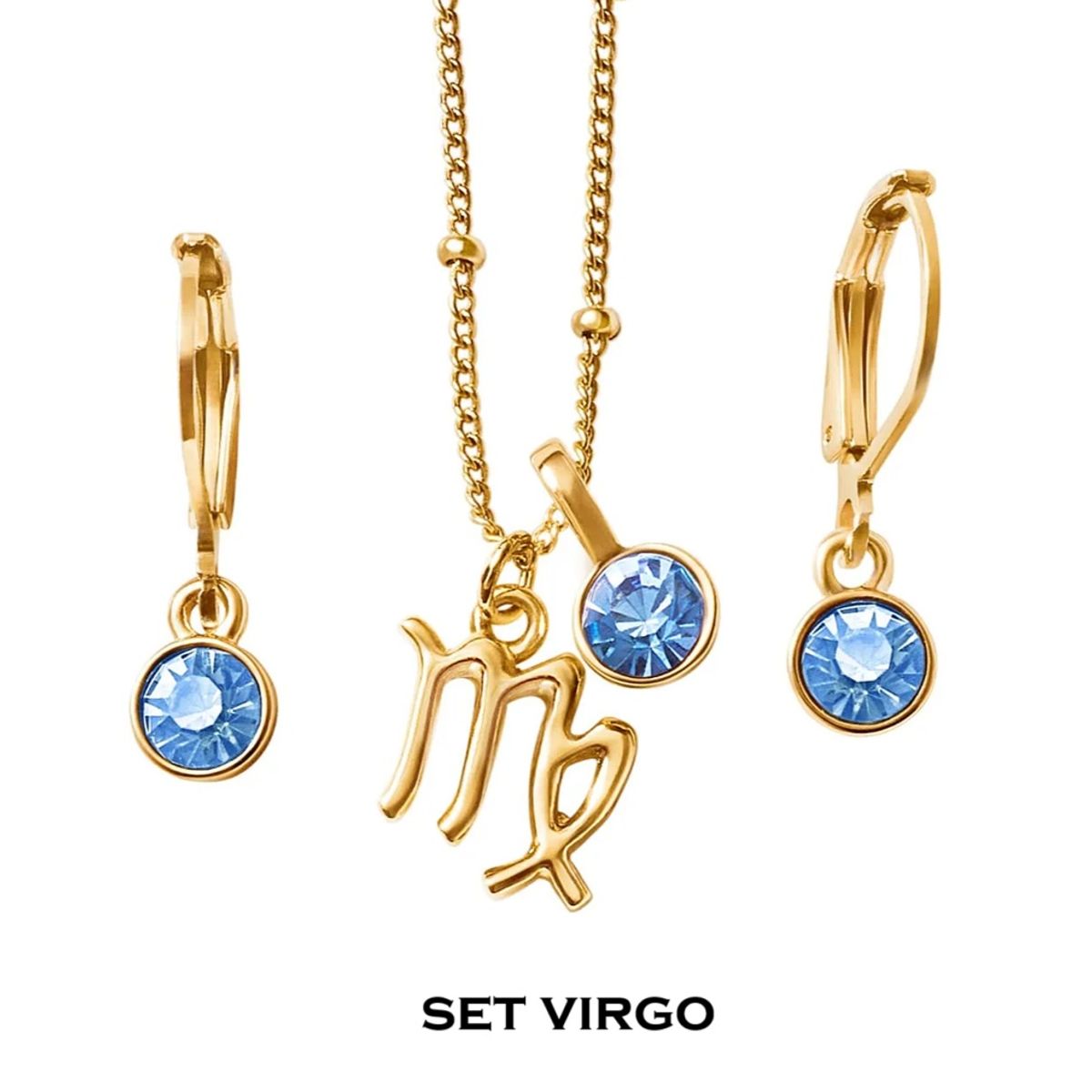 ESIKA - Set Collar + Aretes Virgo Signos Zodiacales Baño de Oro 24k y Cristales