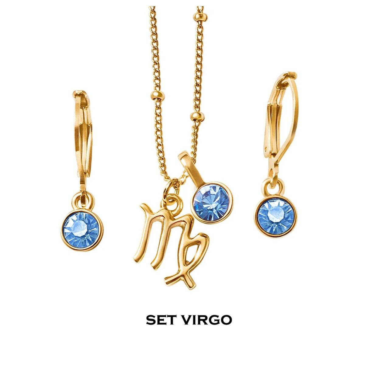 ESIKA - Set Collar + Aretes Virgo Signos Zodiacales Baño de Oro 24k y Cristales