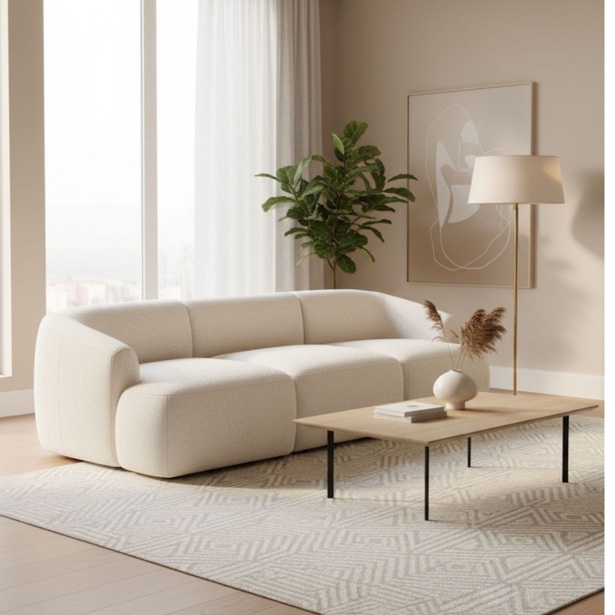 GENERICO - Seccional Sofía Estilo Curvo Derecho en Tela Chenille Antifluido  Sofá Moderno y Elegante