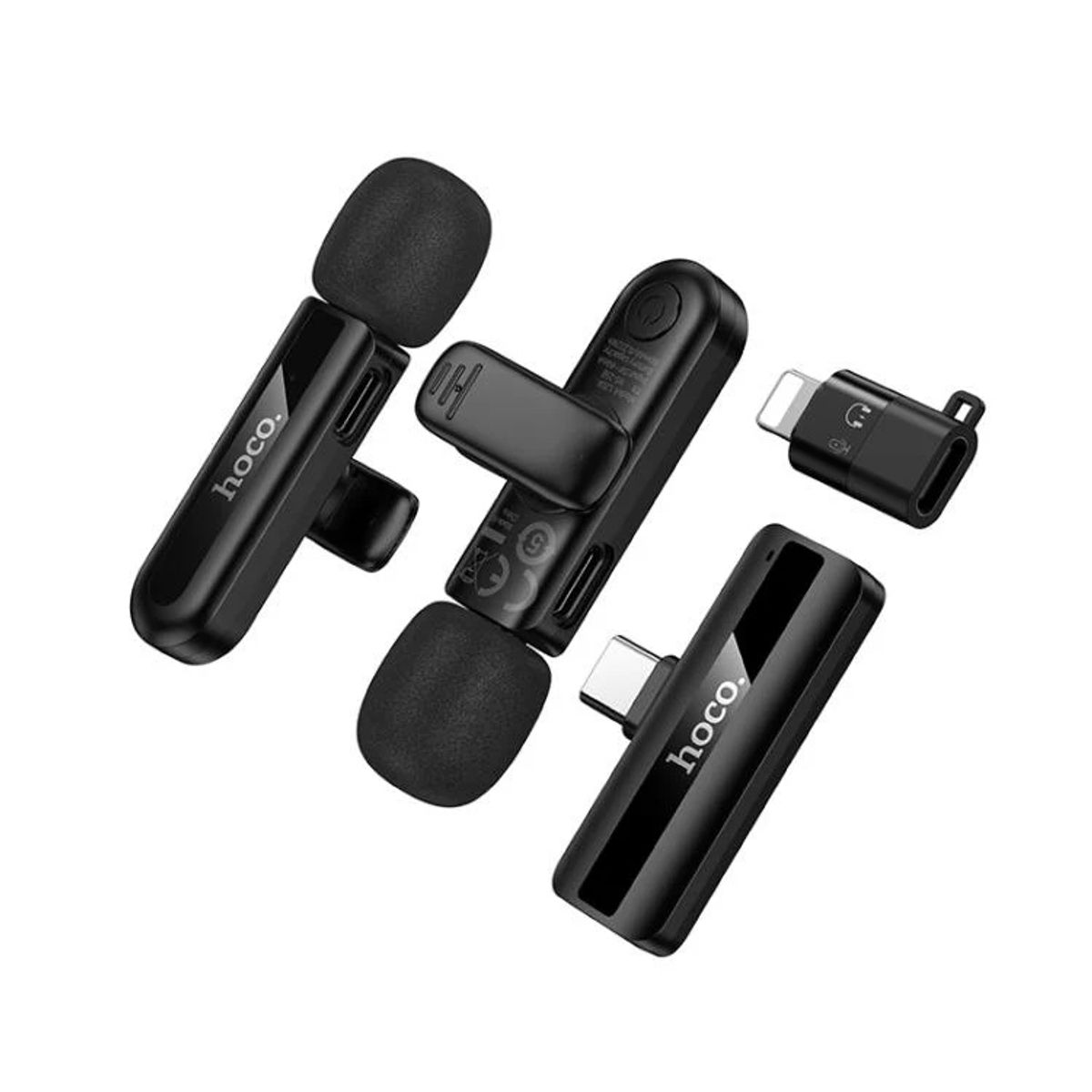 HOCO - Micrófono inalámbrico dual HOCO L20A  Compatible iPhone y Android  Plug & Play