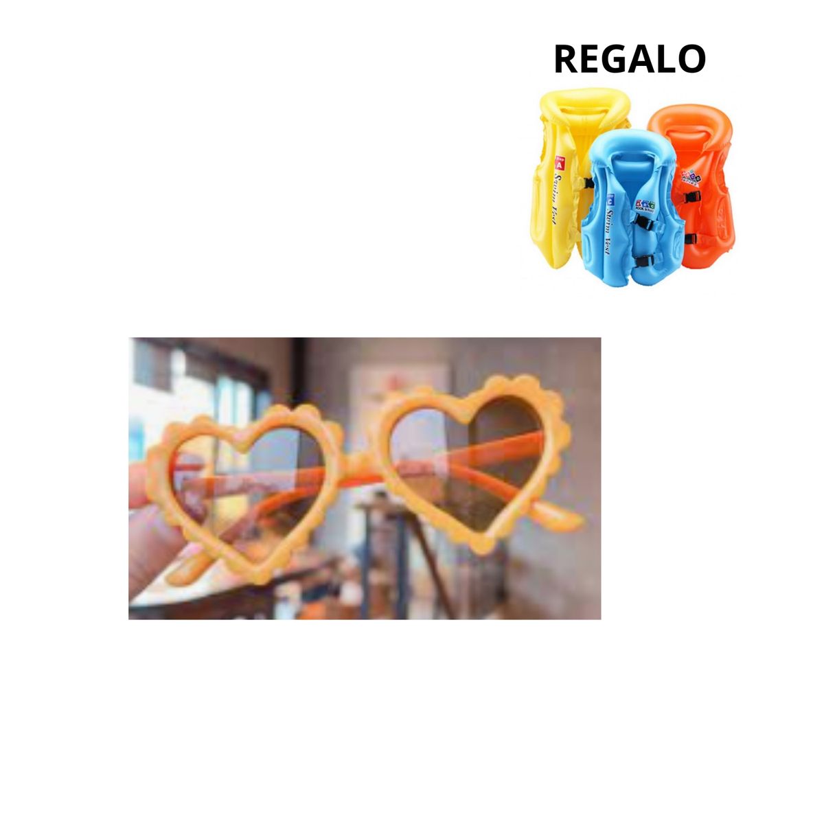 GENERICO - Lentes de Sol Niña PL2916 Amarillo mas Chaleco Flotador